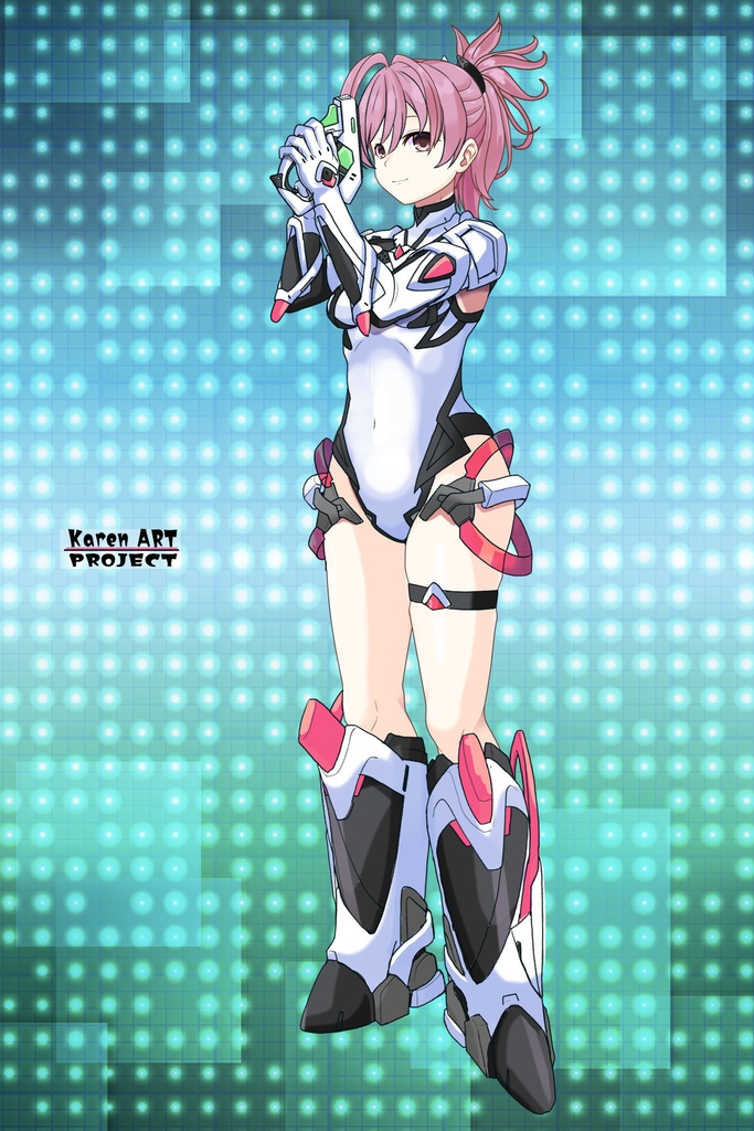 カレンちゃん+ダネルのパイロットスーツ【楽園追放 心のレゾナンス-01】 斜め前 Diagonal front angle Karen is wearing Danel's PilotSuit【Expelled from Paradise: Resonance of the Heart-01】