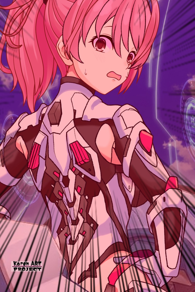 カレンちゃん+ダネルのパイロットスーツ【楽園追放 心のレゾナンス-02】 背面 Back Angle Karen is wearing Danel's PilotSuit【Expelled from Paradise: Resonance of the Heart-02】