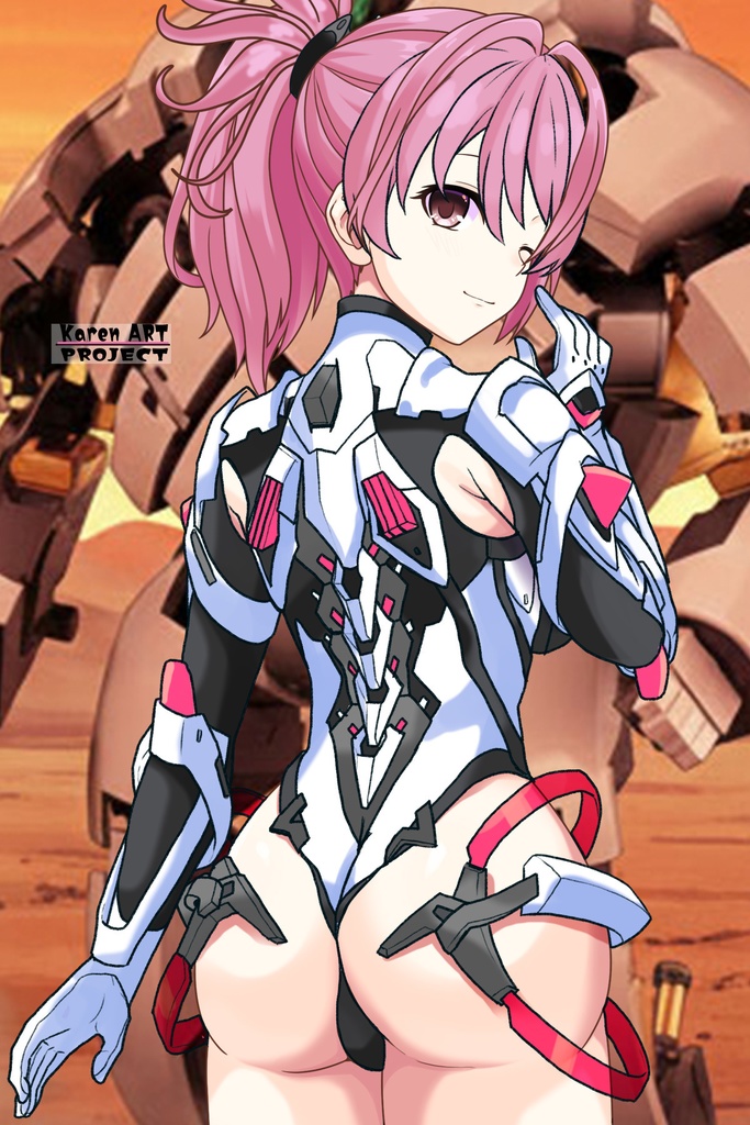 カレンちゃん+ダネルのパイロットスーツ【楽園追放 心のレゾナンス-02】 背面 Back Angle Karen is wearing Danel's PilotSuit【Expelled from Paradise: Resonance of the Heart-02】