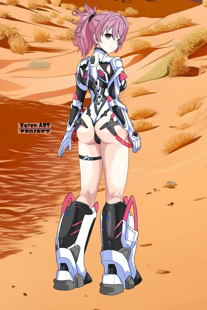 カレンちゃん+ダネルのパイロットスーツ【楽園追放 心のレゾナンス-02】 背面 Back Angle Karen is wearing Danel's PilotSuit【Expelled from Paradise: Resonance of the Heart-02】