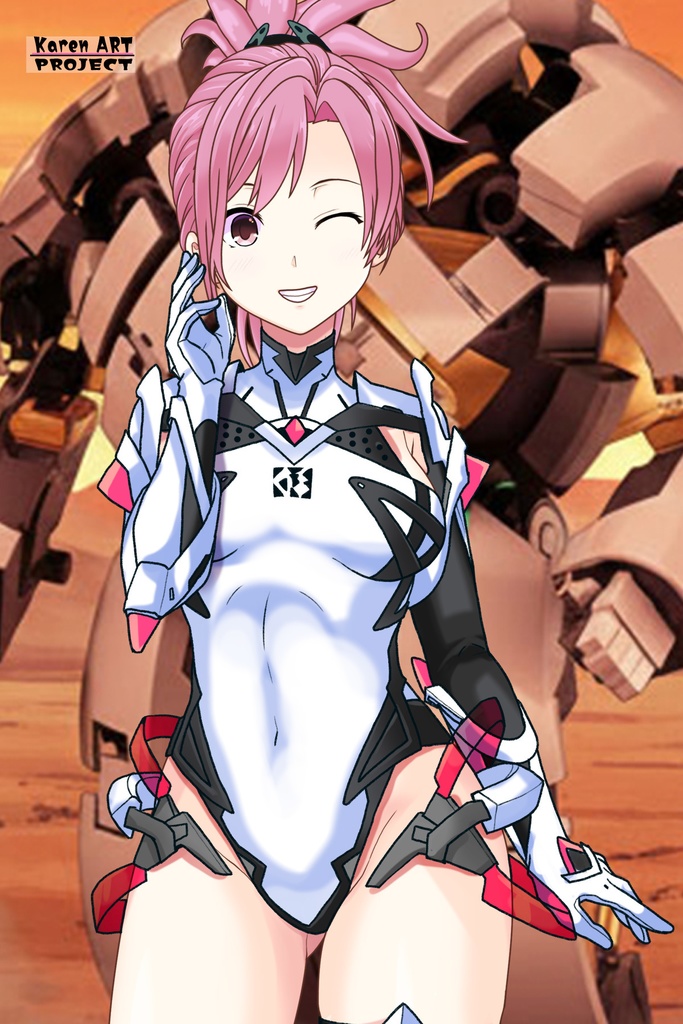 カレンちゃん+ダネルのパイロットスーツ【楽園追放 心のレゾナンス-03】 正面Sポーズ Front S-POSE Karen is wearing Danel's PilotSuit【Expelled from Paradise: Resonance of the Heart-03】