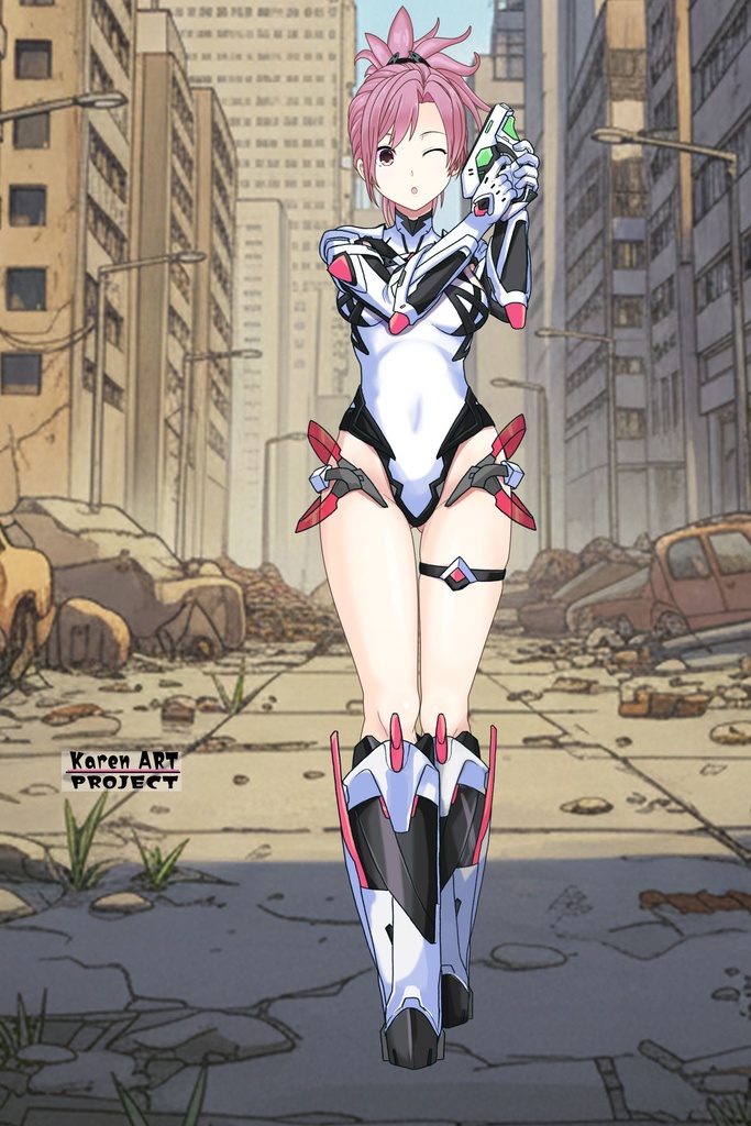 カレンちゃん+ダネルのパイロットスーツ【楽園追放 心のレゾナンス-03】 正面Sポーズ Front S-POSE Karen is wearing Danel's PilotSuit【Expelled from Paradise: Resonance of the Heart-03】