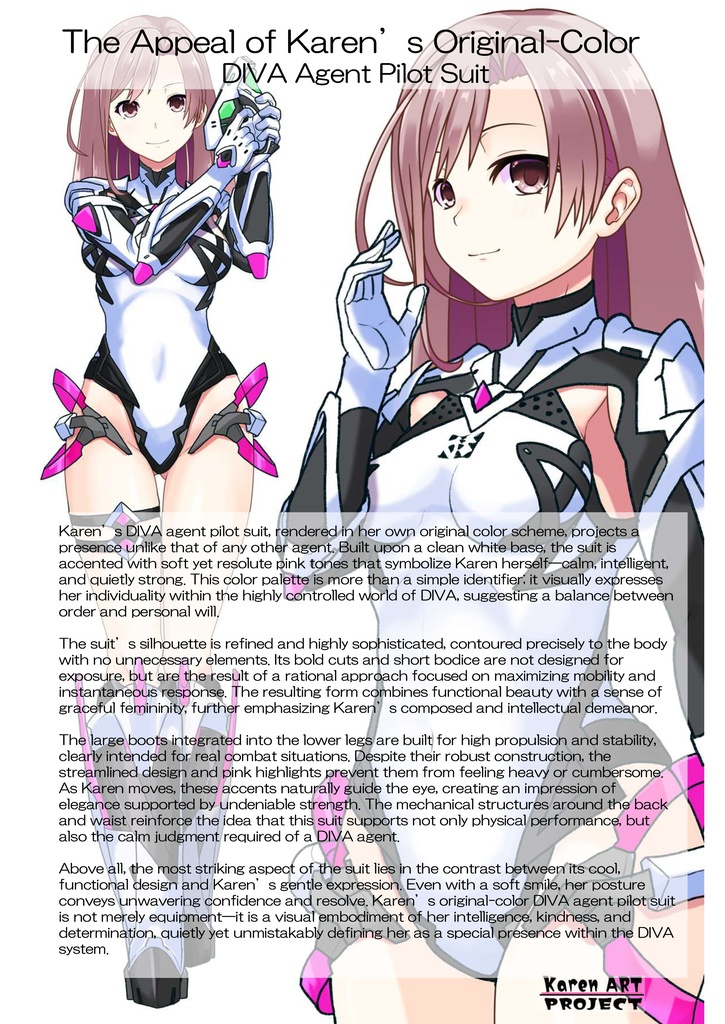 カレンちゃん+DIVA保安局のパイロットスーツ【楽園追放 心のレゾナンス-01】 Karen Original Color 斜め前 Diagonal front angle Karen is wearing DIVA Agent PilotSuit【Expelled from Paradise: Resonance of the Heart-01】