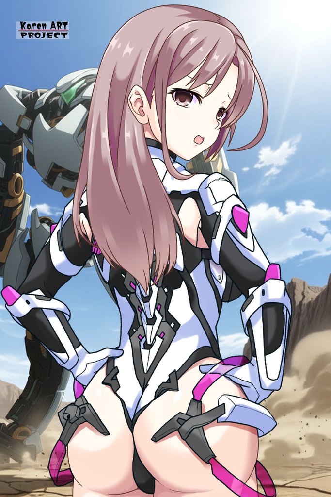 カレンちゃん+DIVA保安局のパイロットスーツ【楽園追放 心のレゾナンス-02】 Karen Original Color 背面 Back Angle Karen is wearing DIVA Agent PilotSuit【Expelled from Paradise: Resonance of the Heart-02】