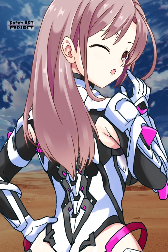 カレンちゃん+DIVA保安局のパイロットスーツ【楽園追放 心のレゾナンス-02】 Karen Original Color 背面 Back Angle Karen is wearing DIVA Agent PilotSuit【Expelled from Paradise: Resonance of the Heart-02】