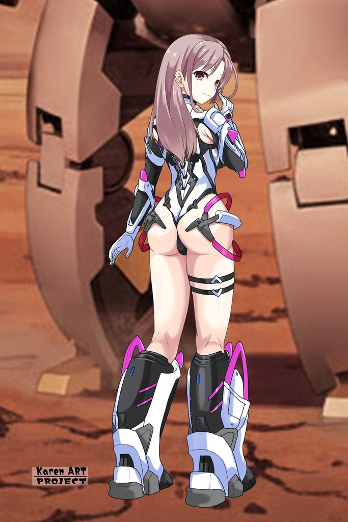 カレンちゃん+DIVA保安局のパイロットスーツ【楽園追放 心のレゾナンス-02】 Karen Original Color 背面 Back Angle Karen is wearing DIVA Agent PilotSuit【Expelled from Paradise: Resonance of the Heart-02】