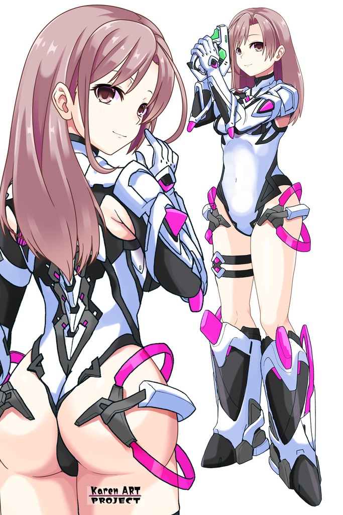 カレンちゃん+DIVA保安局のパイロットスーツ【楽園追放 心のレゾナンス-02】 Karen Original Color 背面 Back Angle Karen is wearing DIVA Agent PilotSuit【Expelled from Paradise: Resonance of the Heart-02】