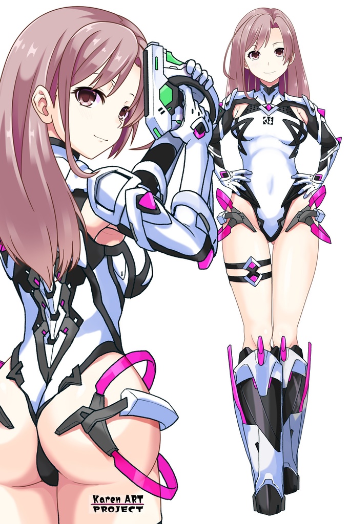 カレンちゃん+DIVA保安局のパイロットスーツ【楽園追放 心のレゾナンス-02】 Karen Original Color 背面 Back Angle Karen is wearing DIVA Agent PilotSuit【Expelled from Paradise: Resonance of the Heart-02】