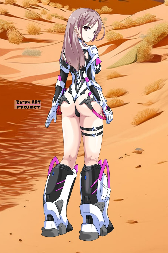 カレンちゃん+DIVA保安局のパイロットスーツ【楽園追放 心のレゾナンス-02】 Karen Original Color 背面 Back Angle Karen is wearing DIVA Agent PilotSuit【Expelled from Paradise: Resonance of the Heart-02】