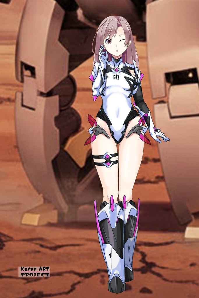 カレンちゃん+DIVA保安局のパイロットスーツ【楽園追放 心のレゾナンス-03】 Karen Original Color 正面Sポーズ Front S-POSE Karen is wearing DIVA Agent PilotSuit【Expelled from Paradise: Resonance of the Heart-03】