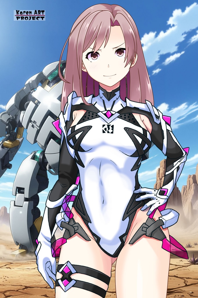 カレンちゃん+DIVA保安局のパイロットスーツ【楽園追放 心のレゾナンス-03】 Karen Original Color 正面Sポーズ Front S-POSE Karen is wearing DIVA Agent PilotSuit【Expelled from Paradise: Resonance of the Heart-03】