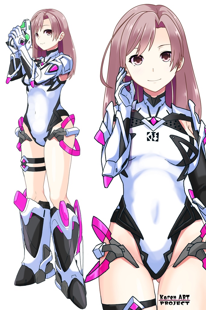 カレンちゃん+DIVA保安局のパイロットスーツ【楽園追放 心のレゾナンス-03】 Karen Original Color 正面Sポーズ Front S-POSE Karen is wearing DIVA Agent PilotSuit【Expelled from Paradise: Resonance of the Heart-03】