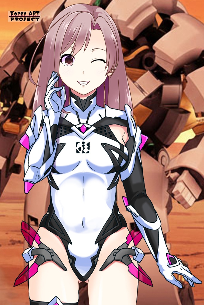 カレンちゃん+DIVA保安局のパイロットスーツ【楽園追放 心のレゾナンス-04】 Karen Original Color 正面 Front Angle Karen is wearing DIVA Agent PilotSuit【Expelled from Paradise: Resonance of the Heart-04】