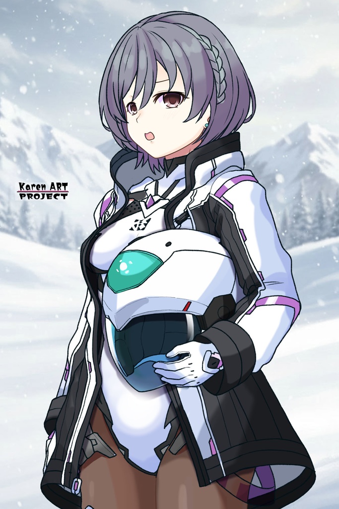 カレンちゃん+ペネムのパイロットスーツ【楽園追放 心のレゾナンス-05】 Helmet Version 斜め前 Diagonal front angle Karen is wearing Penemue's PilotSuit【Expelled from Paradise: Resonance of the Heart-05】