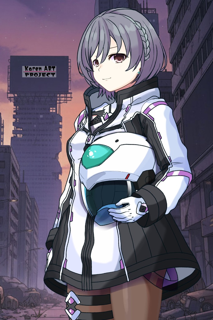 カレンちゃん+ペネムのパイロットスーツ【楽園追放 心のレゾナンス-05】 Helmet Version 斜め前 Diagonal front angle Karen is wearing Penemue's PilotSuit【Expelled from Paradise: Resonance of the Heart-05】