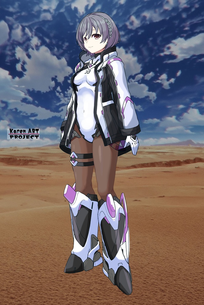 カレンちゃん+ペネムのパイロットスーツ【楽園追放 心のレゾナンス-05】 Helmet Version 斜め前 Diagonal front angle Karen is wearing Penemue's PilotSuit【Expelled from Paradise: Resonance of the Heart-05】