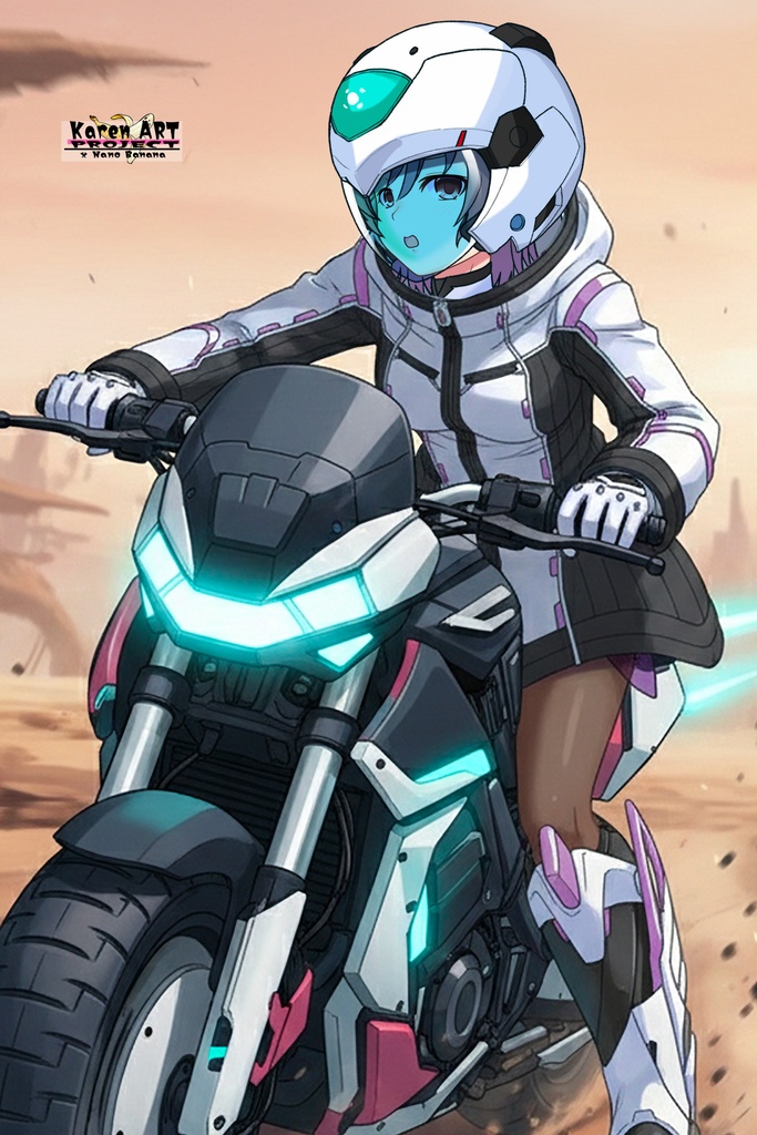 カレンちゃん+ペネムのパイロットスーツ【楽園追放 心のレゾナンス-05】 Helmet Version 斜め前 Diagonal front angle Karen is wearing Penemue's PilotSuit【Expelled from Paradise: Resonance of the Heart-05】