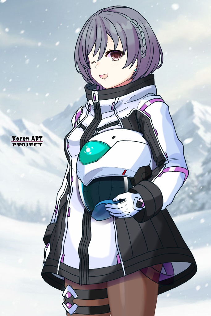 カレンちゃん+ペネムのパイロットスーツ【楽園追放 心のレゾナンス-05】 Helmet Version 斜め前 Diagonal front angle Karen is wearing Penemue's PilotSuit【Expelled from Paradise: Resonance of the Heart-05】