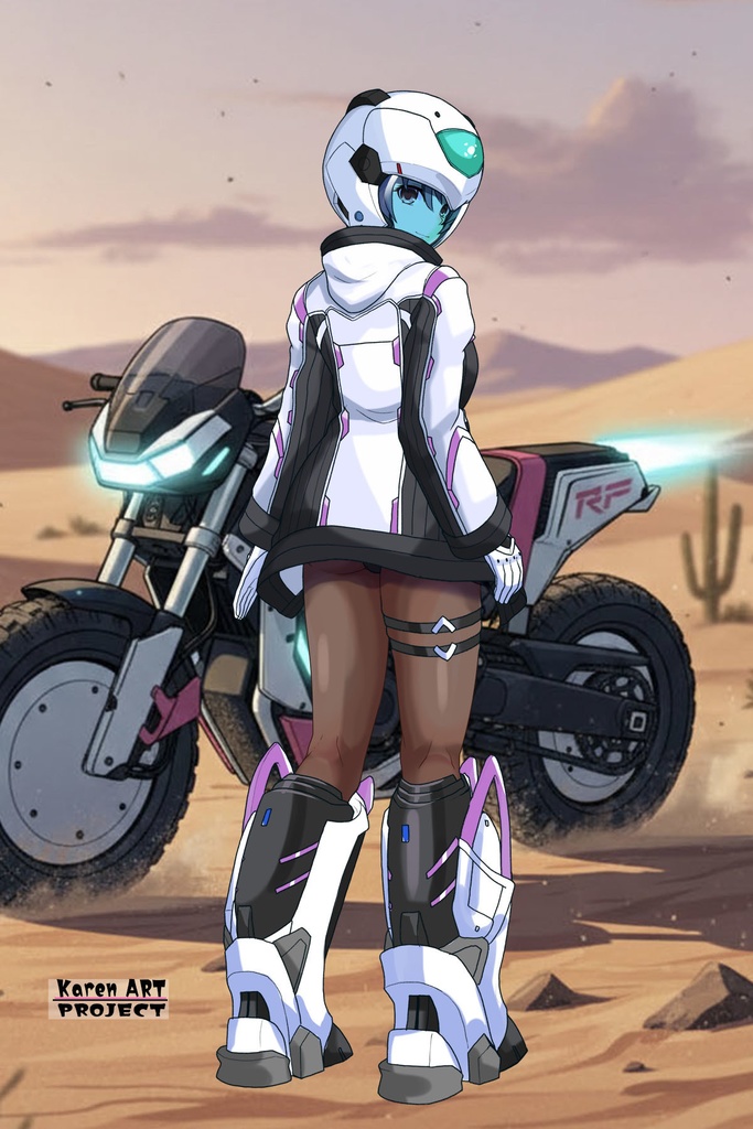 カレンちゃん+ペネムのパイロットスーツ【楽園追放 心のレゾナンス-06】 Helmet Version 背面 Back Angle Karen is wearing Penemue's PilotSuit【Expelled from Paradise: Resonance of the Heart-06】