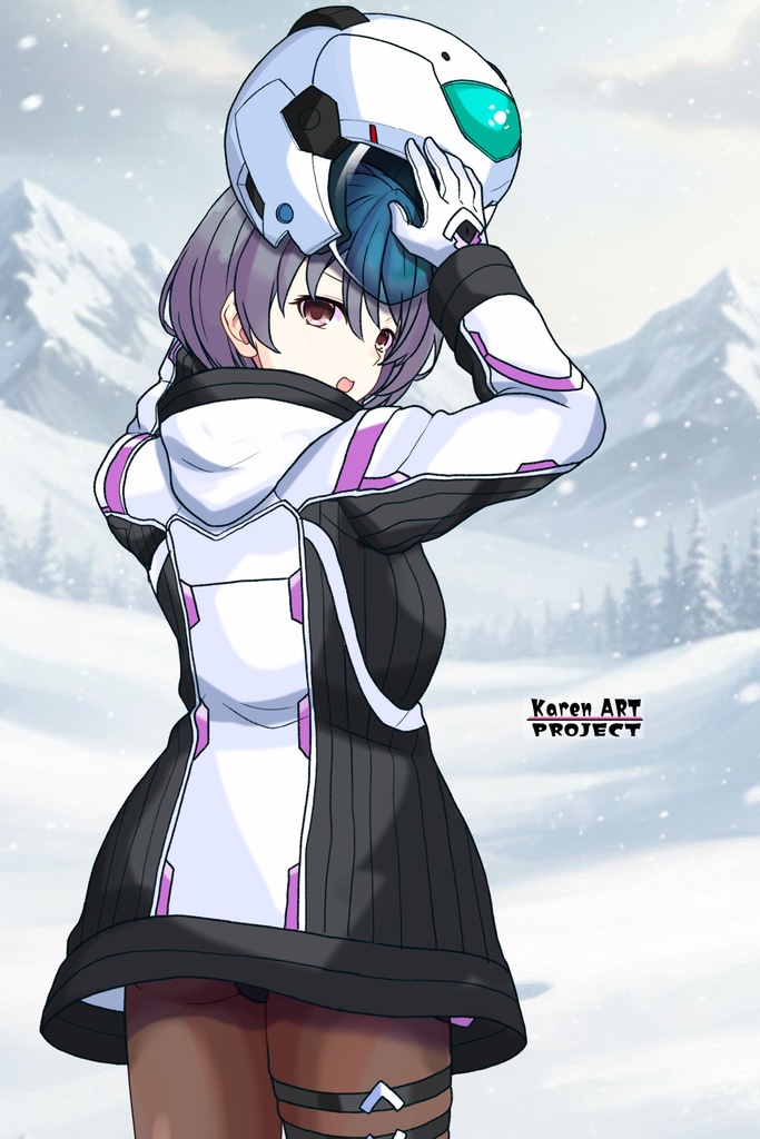 カレンちゃん+ペネムのパイロットスーツ【楽園追放 心のレゾナンス-06】 Helmet Version 背面 Back Angle Karen is wearing Penemue's PilotSuit【Expelled from Paradise: Resonance of the Heart-06】