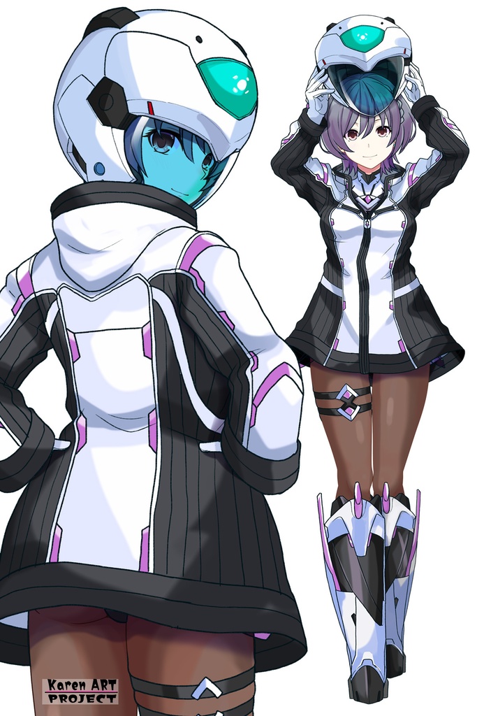 カレンちゃん+ペネムのパイロットスーツ【楽園追放 心のレゾナンス-06】 Helmet Version 背面 Back Angle Karen is wearing Penemue's PilotSuit【Expelled from Paradise: Resonance of the Heart-06】