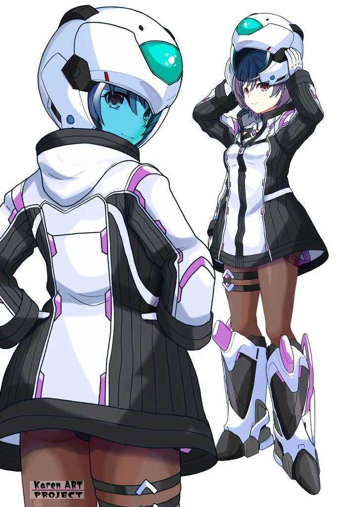 カレンちゃん+ペネムのパイロットスーツ【楽園追放 心のレゾナンス-06】 Helmet Version 背面 Back Angle Karen is wearing Penemue's PilotSuit【Expelled from Paradise: Resonance of the Heart-06】