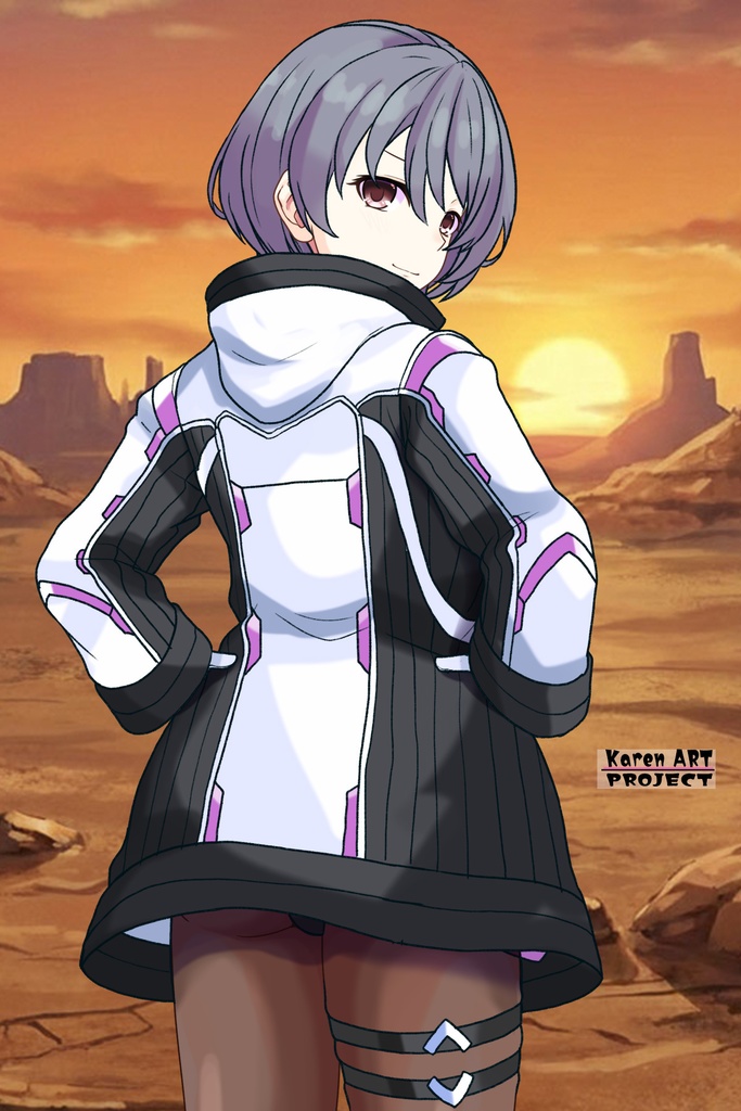 カレンちゃん+ペネムのパイロットスーツ【楽園追放 心のレゾナンス-06】 Helmet Version 背面 Back Angle Karen is wearing Penemue's PilotSuit【Expelled from Paradise: Resonance of the Heart-06】