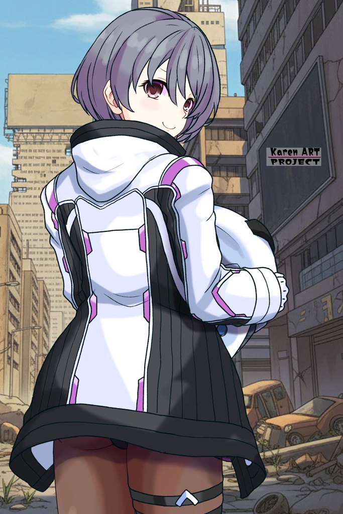 カレンちゃん+ペネムのパイロットスーツ【楽園追放 心のレゾナンス-06】 Helmet Version 背面 Back Angle Karen is wearing Penemue's PilotSuit【Expelled from Paradise: Resonance of the Heart-06】