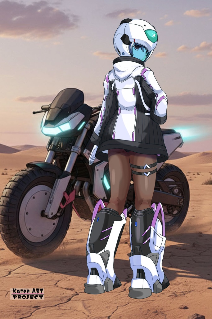 カレンちゃん+ペネムのパイロットスーツ【楽園追放 心のレゾナンス-06】 Helmet Version 背面 Back Angle Karen is wearing Penemue's PilotSuit【Expelled from Paradise: Resonance of the Heart-06】