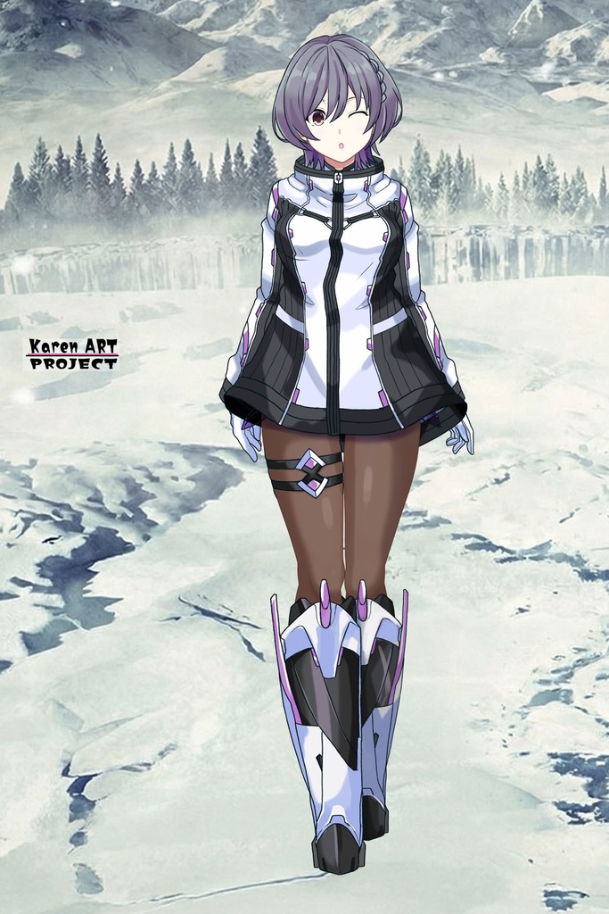 カレンちゃん+ペネムのパイロットスーツ【楽園追放 心のレゾナンス-07】 Helmet Version 正面Sポーズ Front S-POSE Karen is wearing Penemue's PilotSuit【Expelled from Paradise: Resonance of the Heart-07】