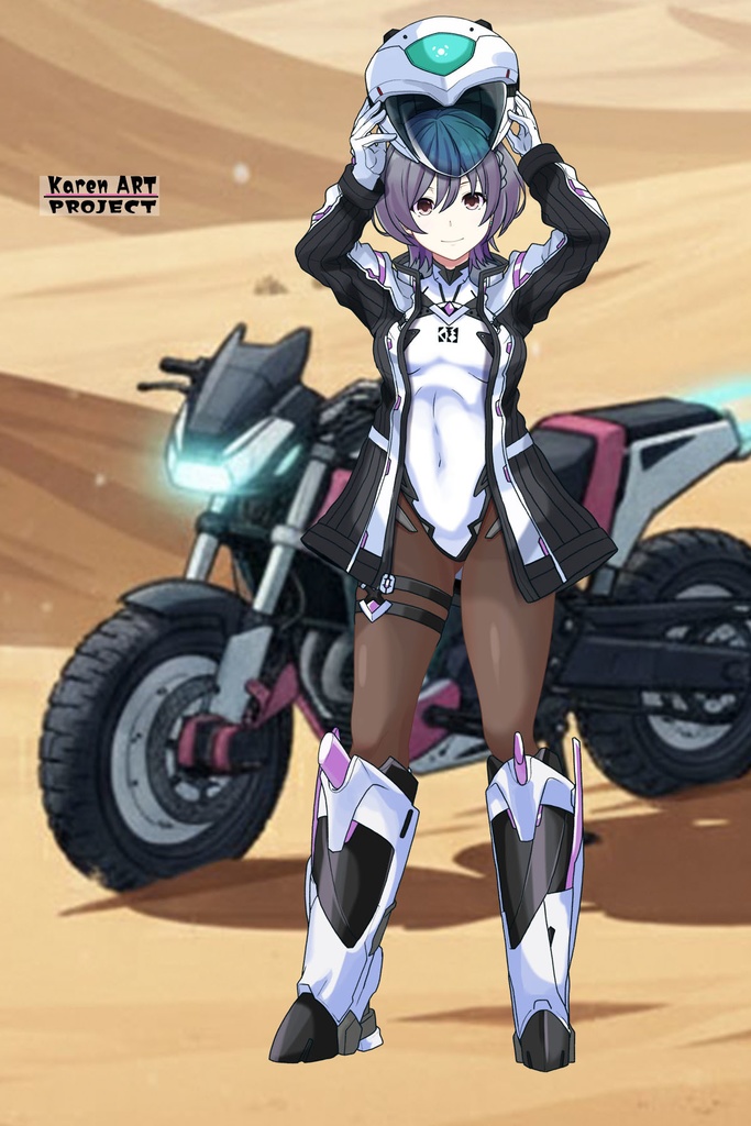 カレンちゃん+ペネムのパイロットスーツ【楽園追放 心のレゾナンス-07】 Helmet Version 正面Sポーズ Front S-POSE Karen is wearing Penemue's PilotSuit【Expelled from Paradise: Resonance of the Heart-07】