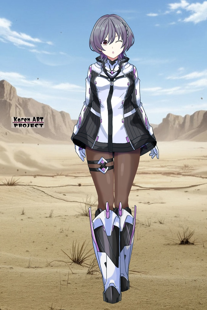 カレンちゃん+ペネムのパイロットスーツ【楽園追放 心のレゾナンス-07】 Helmet Version 正面Sポーズ Front S-POSE Karen is wearing Penemue's PilotSuit【Expelled from Paradise: Resonance of the Heart-07】