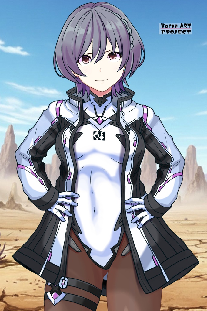 カレンちゃん+ペネムのパイロットスーツ【楽園追放 心のレゾナンス-07】 Helmet Version 正面Sポーズ Front S-POSE Karen is wearing Penemue's PilotSuit【Expelled from Paradise: Resonance of the Heart-07】