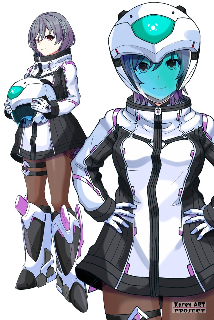 カレンちゃん+ペネムのパイロットスーツ【楽園追放 心のレゾナンス-07】 Helmet Version 正面Sポーズ Front S-POSE Karen is wearing Penemue's PilotSuit【Expelled from Paradise: Resonance of the Heart-07】