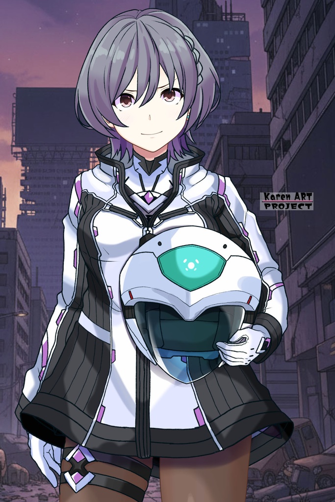 カレンちゃん+ペネムのパイロットスーツ【楽園追放 心のレゾナンス-07】 Helmet Version 正面Sポーズ Front S-POSE Karen is wearing Penemue's PilotSuit【Expelled from Paradise: Resonance of the Heart-07】