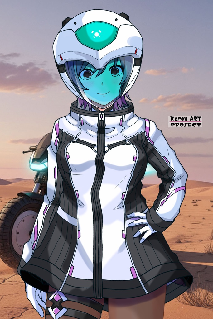 カレンちゃん+ペネムのパイロットスーツ【楽園追放 心のレゾナンス-07】 Helmet Version 正面Sポーズ Front S-POSE Karen is wearing Penemue's PilotSuit【Expelled from Paradise: Resonance of the Heart-07】