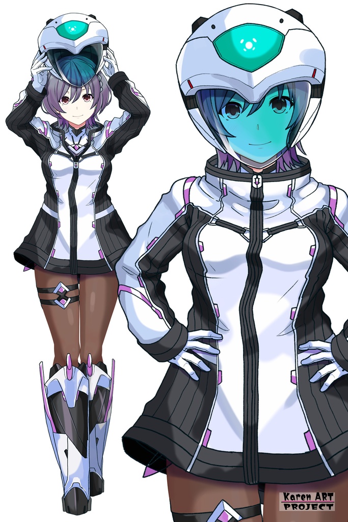 カレンちゃん+ペネムのパイロットスーツ【楽園追放 心のレゾナンス-07】 Helmet Version 正面Sポーズ Front S-POSE Karen is wearing Penemue's PilotSuit【Expelled from Paradise: Resonance of the Heart-07】
