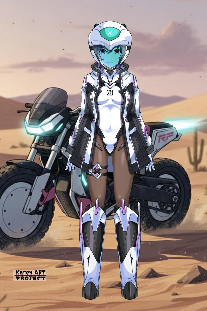 カレンちゃん+ペネムのパイロットスーツ【楽園追放 心のレゾナンス-08】 Helmet Version 正面 Front Angle Karen is wearing Penemue's PilotSuit【Expelled from Paradise: Resonance of the Heart-08】