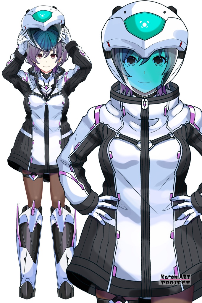 カレンちゃん+ペネムのパイロットスーツ【楽園追放 心のレゾナンス-08】 Helmet Version 正面 Front Angle Karen is wearing Penemue's PilotSuit【Expelled from Paradise: Resonance of the Heart-08】