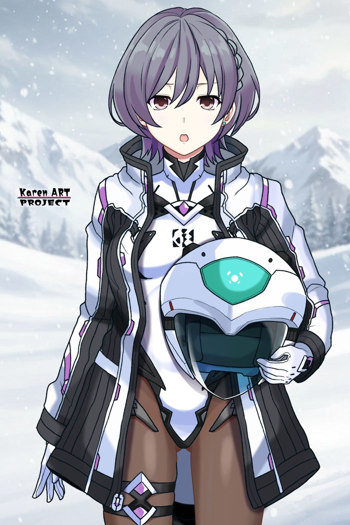 カレンちゃん+ペネムのパイロットスーツ【楽園追放 心のレゾナンス-08】 Helmet Version 正面 Front Angle Karen is wearing Penemue's PilotSuit【Expelled from Paradise: Resonance of the Heart-08】