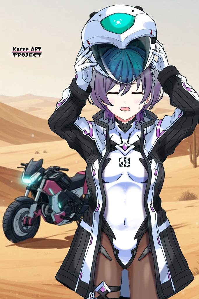 カレンちゃん+ペネムのパイロットスーツ【楽園追放 心のレゾナンス-08】 Helmet Version 正面 Front Angle Karen is wearing Penemue's PilotSuit【Expelled from Paradise: Resonance of the Heart-08】