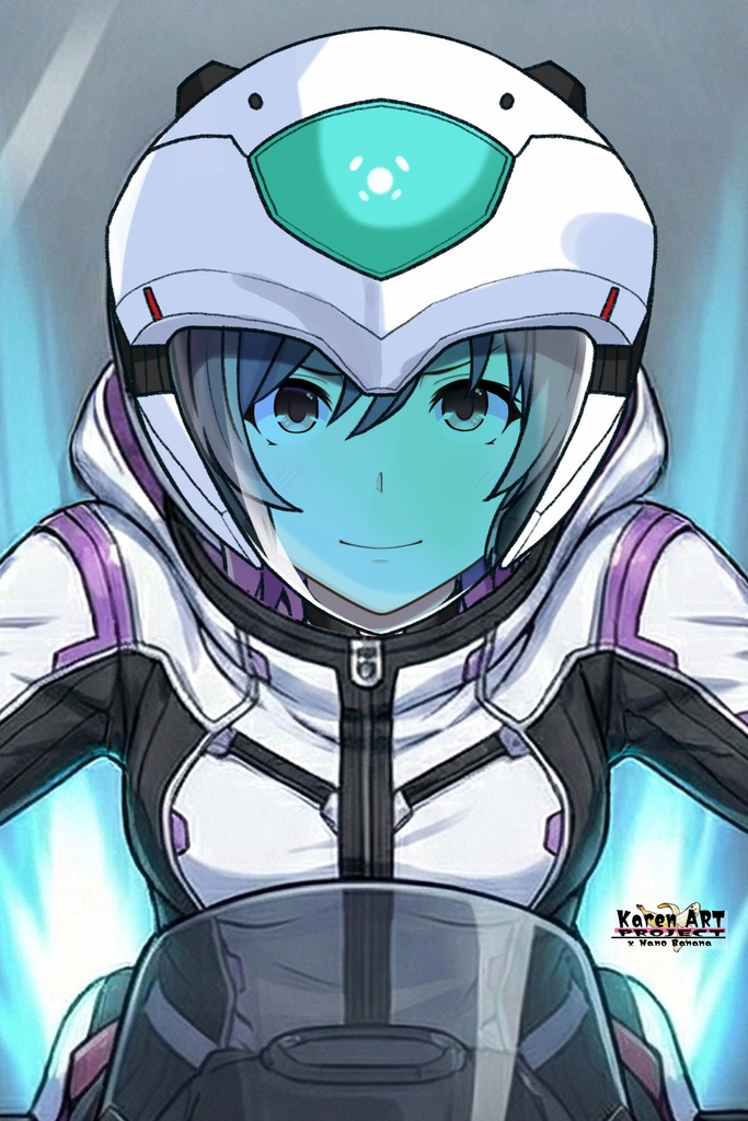 カレンちゃん+ペネムのパイロットスーツ【楽園追放 心のレゾナンス-08】 Helmet Version 正面 Front Angle Karen is wearing Penemue's PilotSuit【Expelled from Paradise: Resonance of the Heart-08】