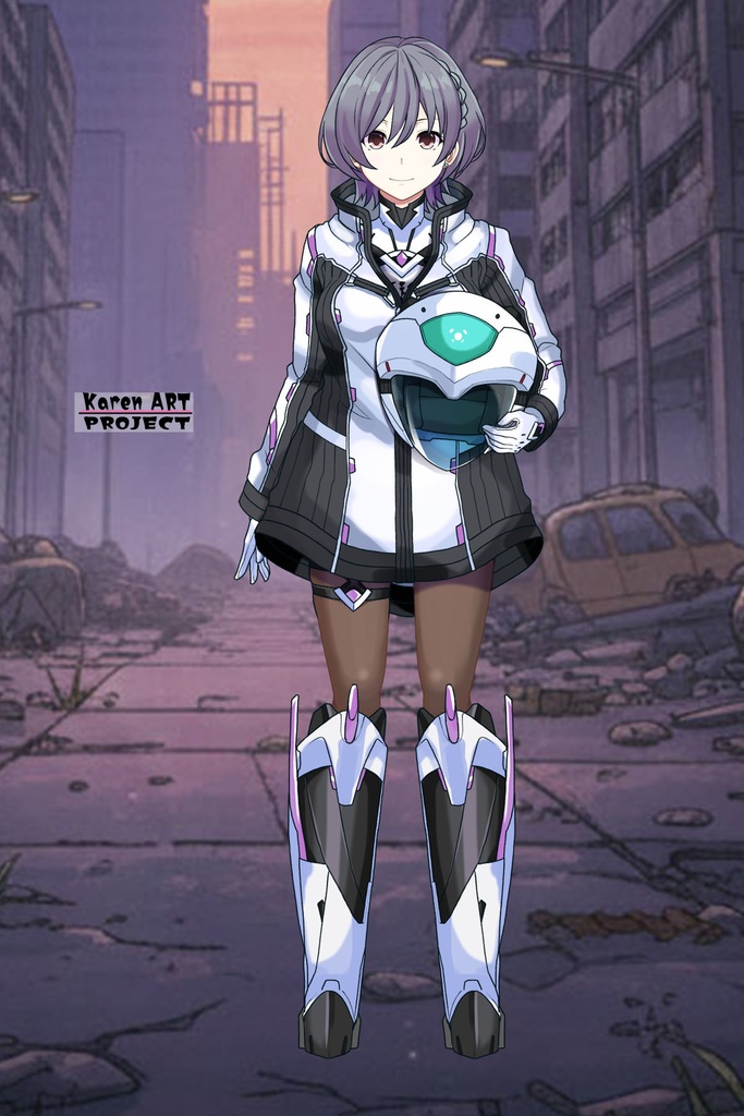 カレンちゃん+ペネムのパイロットスーツ【楽園追放 心のレゾナンス-08】 Helmet Version 正面 Front Angle Karen is wearing Penemue's PilotSuit【Expelled from Paradise: Resonance of the Heart-08】