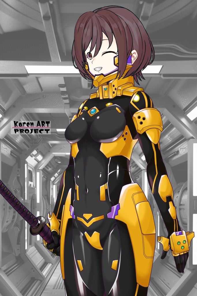 カレンちゃん+篁唯依の衛士強化装備【トータル・イクリプス】 斜め前アングル Karen is wearing Yui Takamura's Guard Reinforcement Equipment【TOTAL ECLIPSE】Diagonal front angle