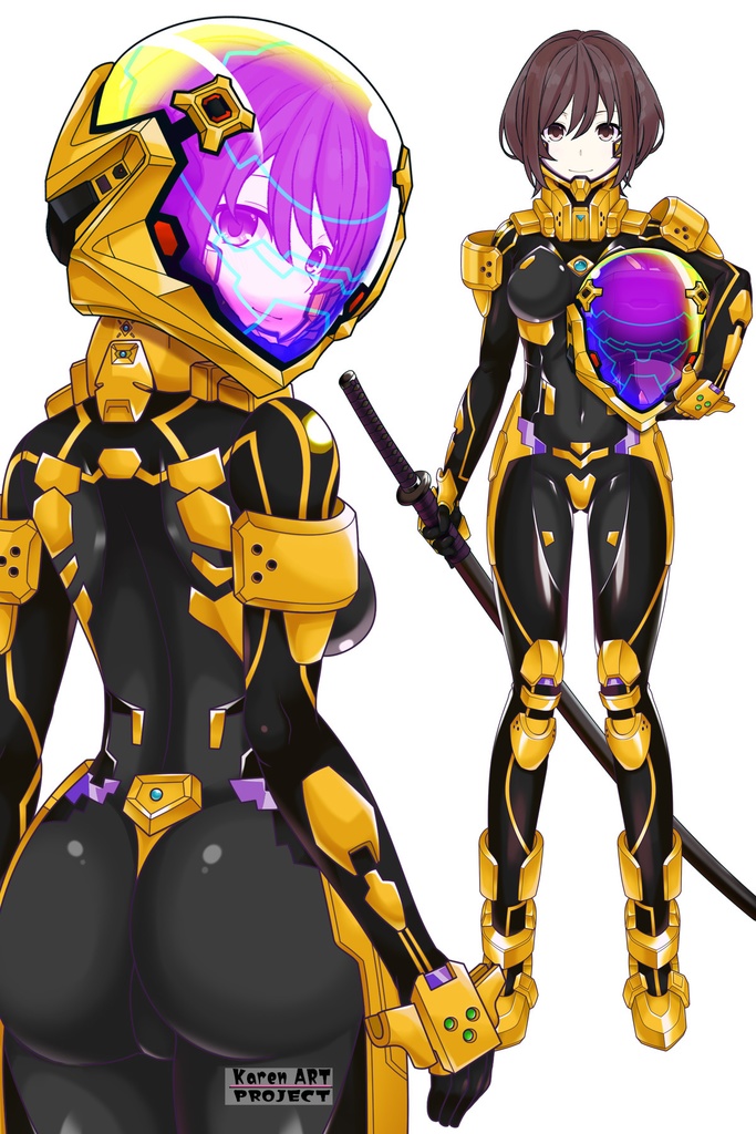 カレンちゃん+篁唯依の衛士強化装備【トータル・イクリプス】 背面アングル Karen is wearing Yui Takamura's Guard Reinforcement Equipment【TOTAL ECLIPSE】Back Angle