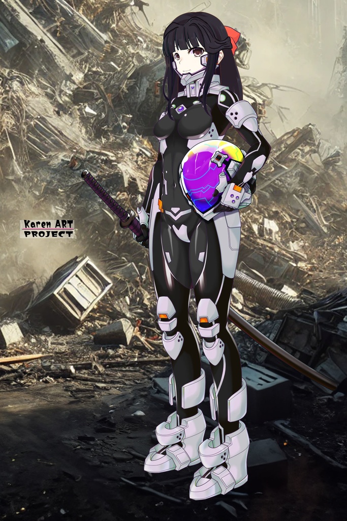 カレンちゃん+甲斐志摩子の衛士強化装備【トータル・イクリプス】 斜め前アングル Karen is wearing Shimako Kai's Guard Reinforcement Equipment【TOTAL ECLIPSE】Diagonal front angle