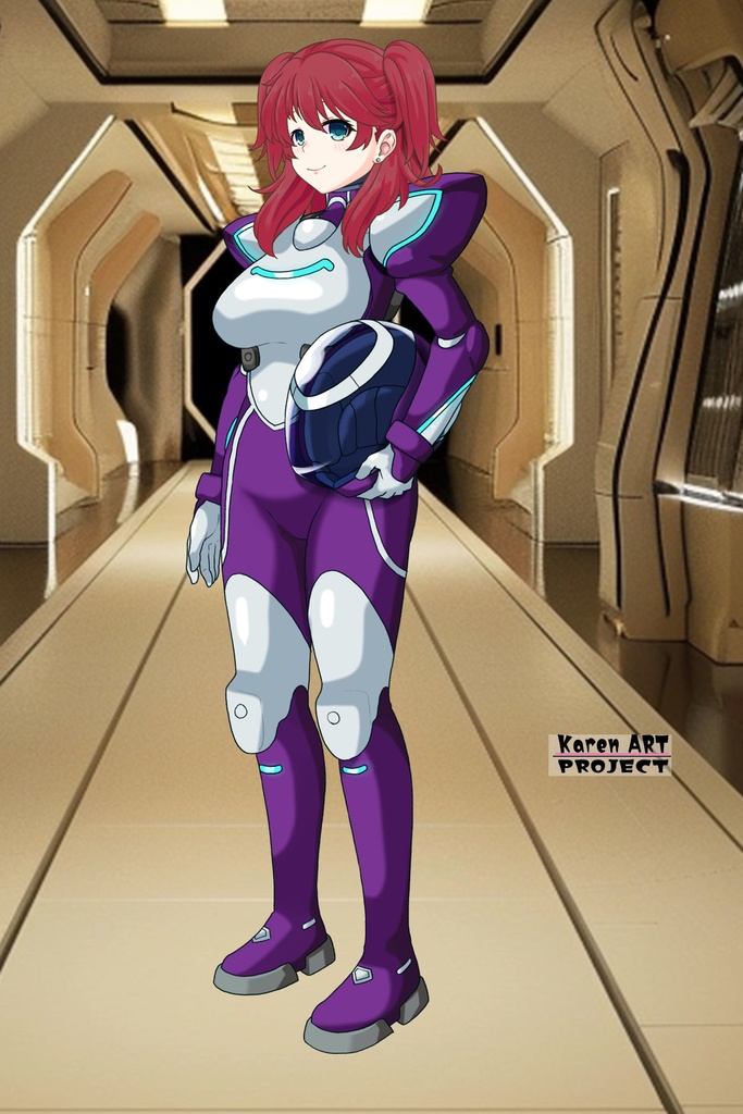 亜美ちゃん+ネーナ・トリニティのノーマルスーツ【機動戦士ガンダム00=Season2-02】 斜め前アングル Diagonal front angle Ami is wearing Nena Trinity's Normal Suit【Mobile Suit Gundam 00=Season2-02】