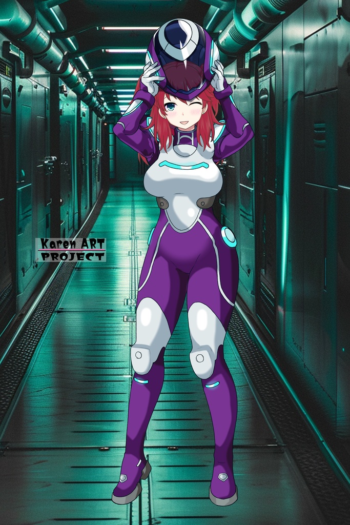 亜美ちゃん+ネーナ・トリニティのノーマルスーツ【機動戦士ガンダム00=Season2-04】 正面Sポーズ Front S-POSE Ami is wearing Nena Trinity's Normal Suit【Mobile Suit Gundam 00=Season2-04】