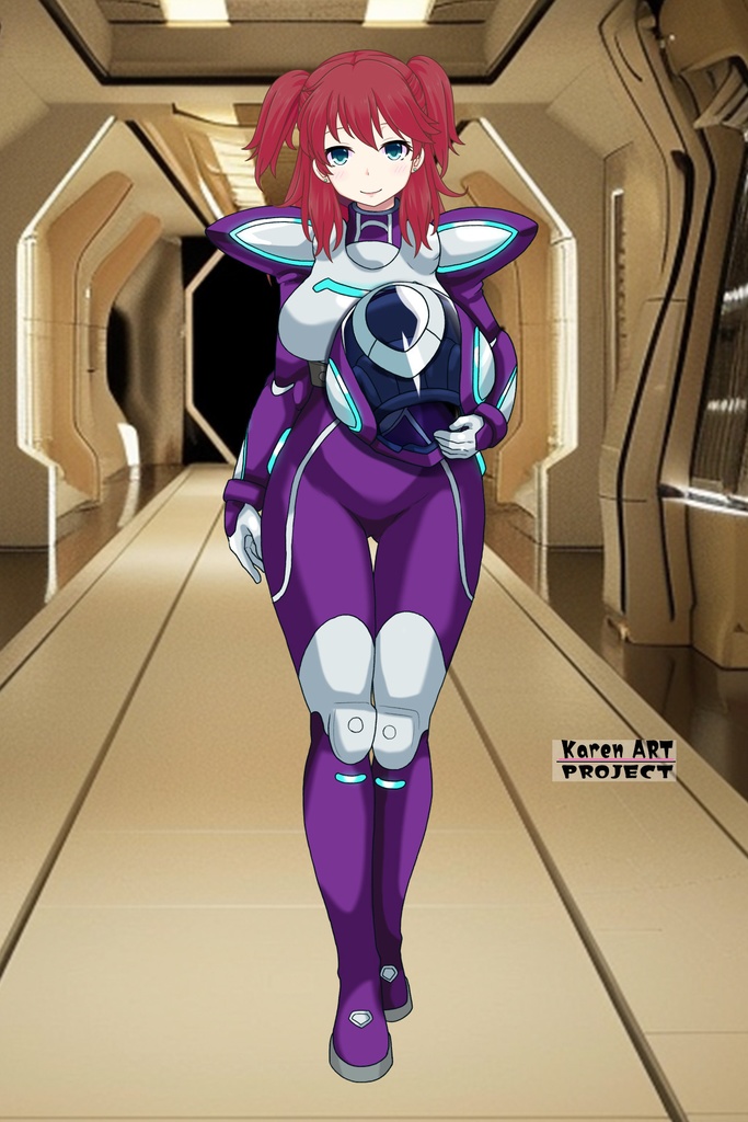 亜美ちゃん+ネーナ・トリニティのノーマルスーツ【機動戦士ガンダム00=Season2-04】 正面Sポーズ Front S-POSE Ami is wearing Nena Trinity's Normal Suit【Mobile Suit Gundam 00=Season2-04】