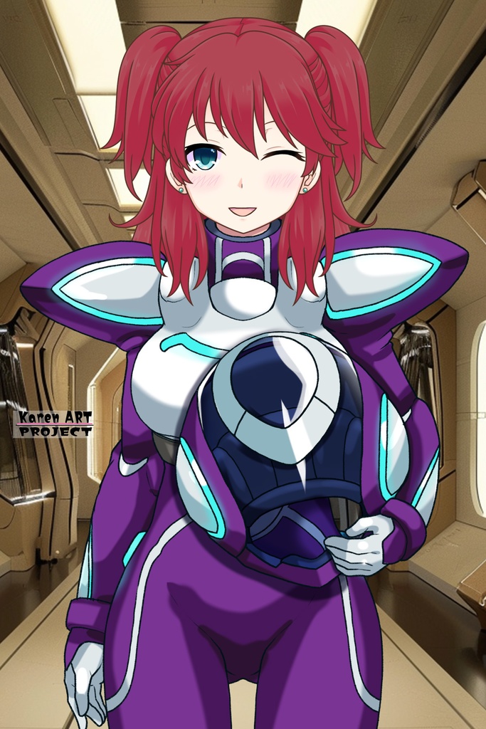 亜美ちゃん+ネーナ・トリニティのノーマルスーツ【機動戦士ガンダム00=Season2-05】 正面 Front Angle Ami is wearing Nena Trinity's Normal Suit【Mobile Suit Gundam 00=Season2-05】